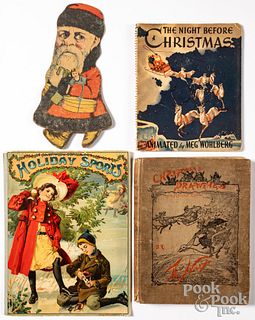 Three Christmas books and a Santa walker card