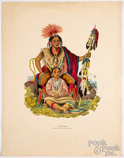 Chief Keokuk, large hand colored lithograph