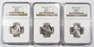 (3) 2008-P SMS NGC GRADED STATE QUARTERS: