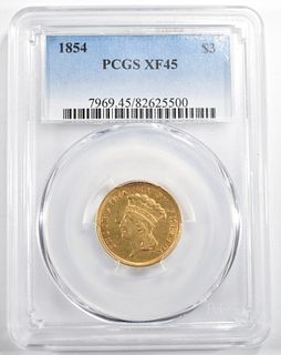 1854 GOLD $3 INDIAN PRINCESS  PCGS XF-45