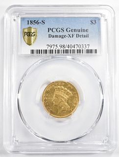 1856-S GOLD $3 INDIAN PRINCESS  PCGS GENUINE
