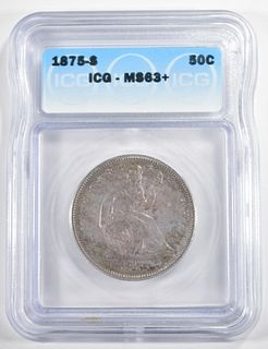 1875-S SEATED LIBERTY HALF DOLLAR  ICG MS-63+
