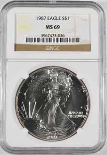 1987 AMERICAN SILVER EAGLE  NGC MS-69