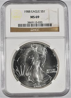 1988 AMERICAN SILVER EAGLE  NGC MS-69