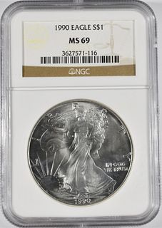 1990 AMERICAN SILVER EAGLE  NGC MS-69