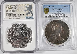 LOT OF 2 GRADED COINS: