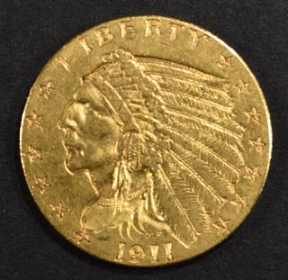 1911 GOLD $2.5 INDIAN  CH BU