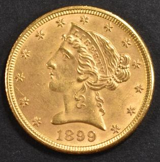 1899 GOLD $5 LIBERTY  VERY CH BU