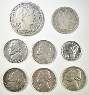 LOT OF 8 MIXED TYPE COINS: