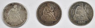 1885, 86, 87 SEATED LIBERTY DIMES VG