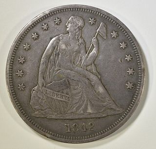 1842 SEATED LIBERTY DOLLAR XF