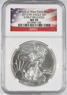 2012 W AMERICAN SILVER EAGLE ER NGC MS 70