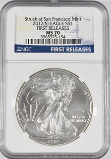 2012 S AMERICAN SILVER EAGLE ER NGC MS 70
