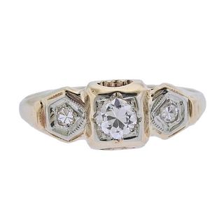 Antique 14k Gold Diamond Engagement Ring