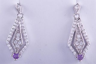 Amethyst & Sterling Silver Dangle Earrings