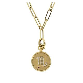 Roberto Coin 18k Gold Diamond Zodiac Medallion Pendant Necklace 