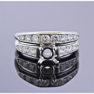 Mid Century 18k Gold Diamond Engagement Bridal Ring Setting