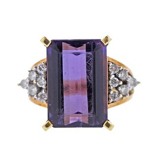 18k Gold Amethyst Diamond Cocktail Ring