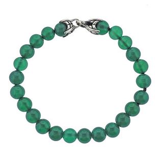 David Yurman Silver Spiritual Beads Green Onyx Bracelet