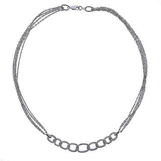 18k Gold Diamond Link Pendant  Necklace