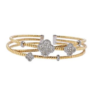 18k Gold Diamond Flower Bracelet