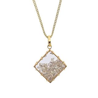 18k Gold Floating Diamond Pendant 14k Necklace