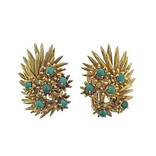 1960s 18k Gold Turquoise Earrings