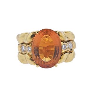 Kaufmann de Suisse 18k Gold Citrine Diamond Ring