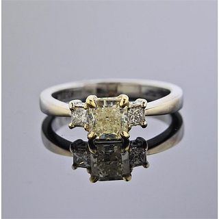 18k Gold 1.01ct Fancy Yellow Radiant Diamond Engagement Ring