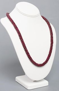 Garnet Interwoven Cluster Bead Necklace