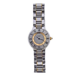 Must de Cartier 21 Two Tone 18k Gold Steel Watch 1340