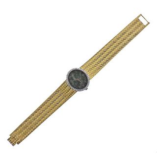 Piaget 18k Gold Jade Dial Diamond Watch 9806B23