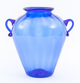 Italian Murano Blue Art Glass Vase