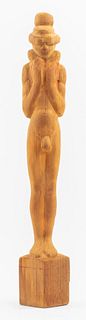 Americana Folk Art Nude Man Wood Sculpture