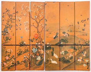 Chinese Papier Peint Six-Panel Screen