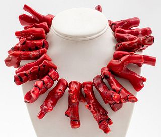 Sterling Silver Red Coral Necklace
