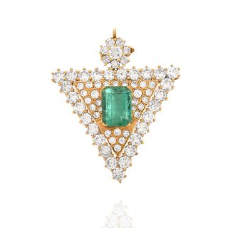 Emerald, Diamond and 18K Pendant