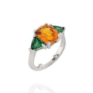 GIA Sapphire, Emerald and 18K Ring