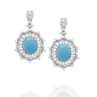 Turquoise, Diamond and 18K Earrings