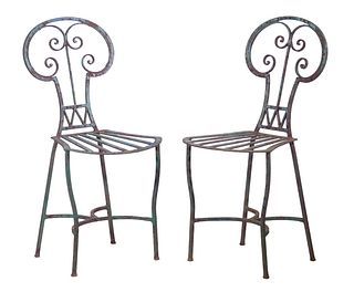 PAIR OF 1920S-30S FRENCH IRON GARDEN CHAIRS