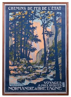 FRAMED FRENCH RAIL TRAVEL POSTER 1912 BY LEON CONSTANT-DUVAL (1877-1956)