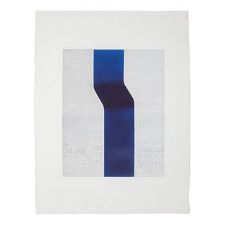 ROBERTO DONIS (México, 1934- 2008) Azul en trayectoria  Litografía  Detalles de conservación  48 x 37 cm área estampada