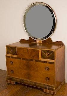 Mid-Century Art Deco Dresser w/ Mirror
