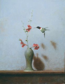 Japanese Quince and a Stray Hummingbird by Thomas Aquinas Daly