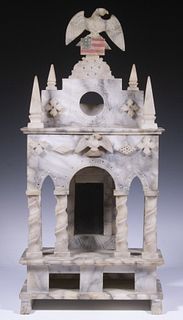 EXTRAORDINARY CARVED ALABASTER WATCH HUTCH
