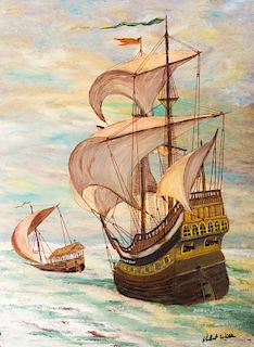 Robert A. Willer Nautical Oil on Canvas