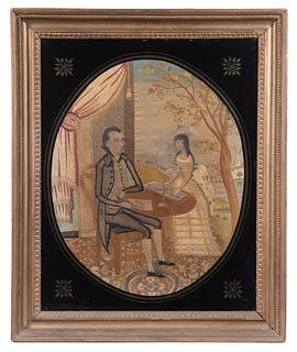 SILKWORK OF AN 18TH C. WEALTHY DUTCHESS COUNTY, NEW YORK COUPLE AT HOME ON THE HUDSON RIVER