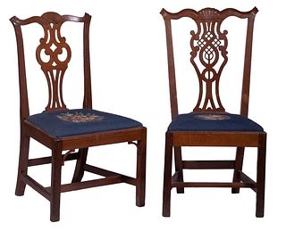CHIPPENDALE SIDE CHAIRS WITH NEEDLEPOINT SEATS