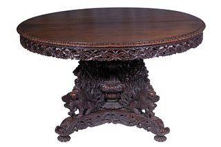 ANGLO-INDIAN CARVED ROSEWOOD CENTER TABLE
