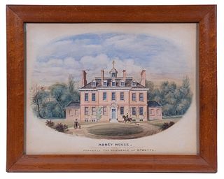19TH C. ENGLISH WATERCOLOR OF STATELY HOUSE BY ISAAC BALL
